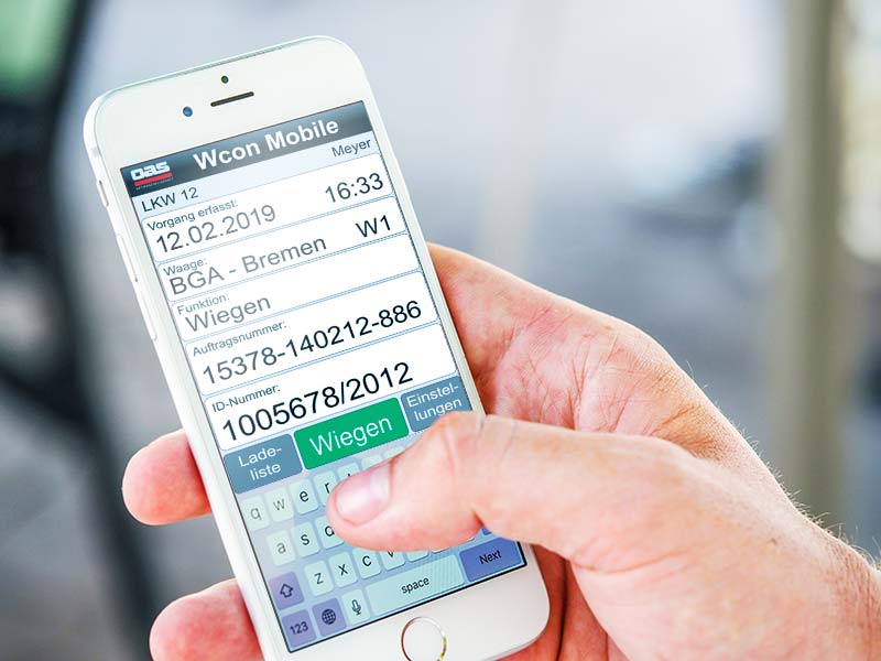 wcon-Mobile Terminal für das Fahrzeugwaagen-Management