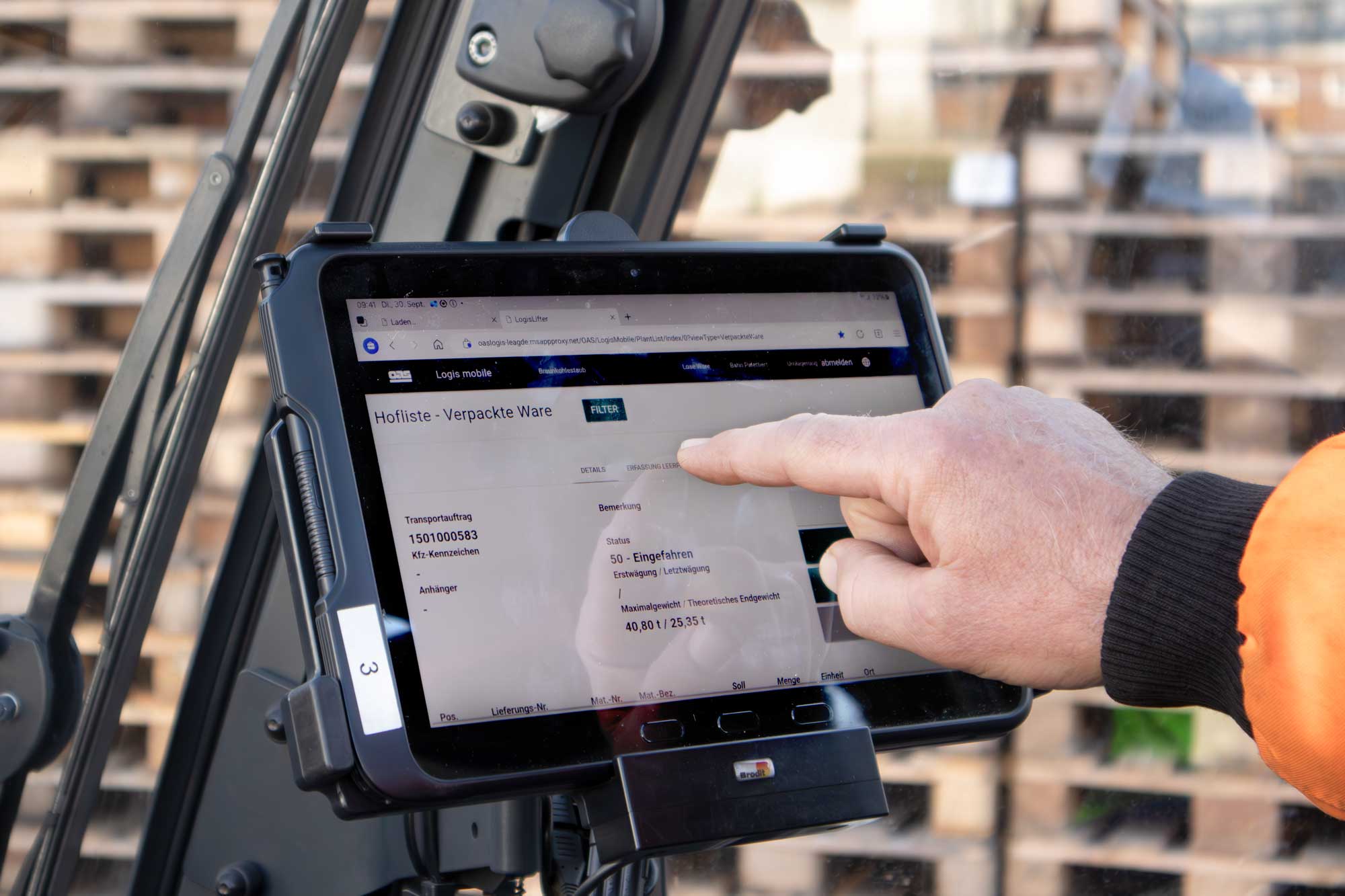 Yard Management Mobile Application Gabelstapler logis OAS AG